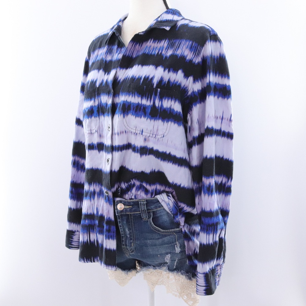 Rock & Republic Tie Dye Long Sleeve Button Down Shirt Women's‎ Size L